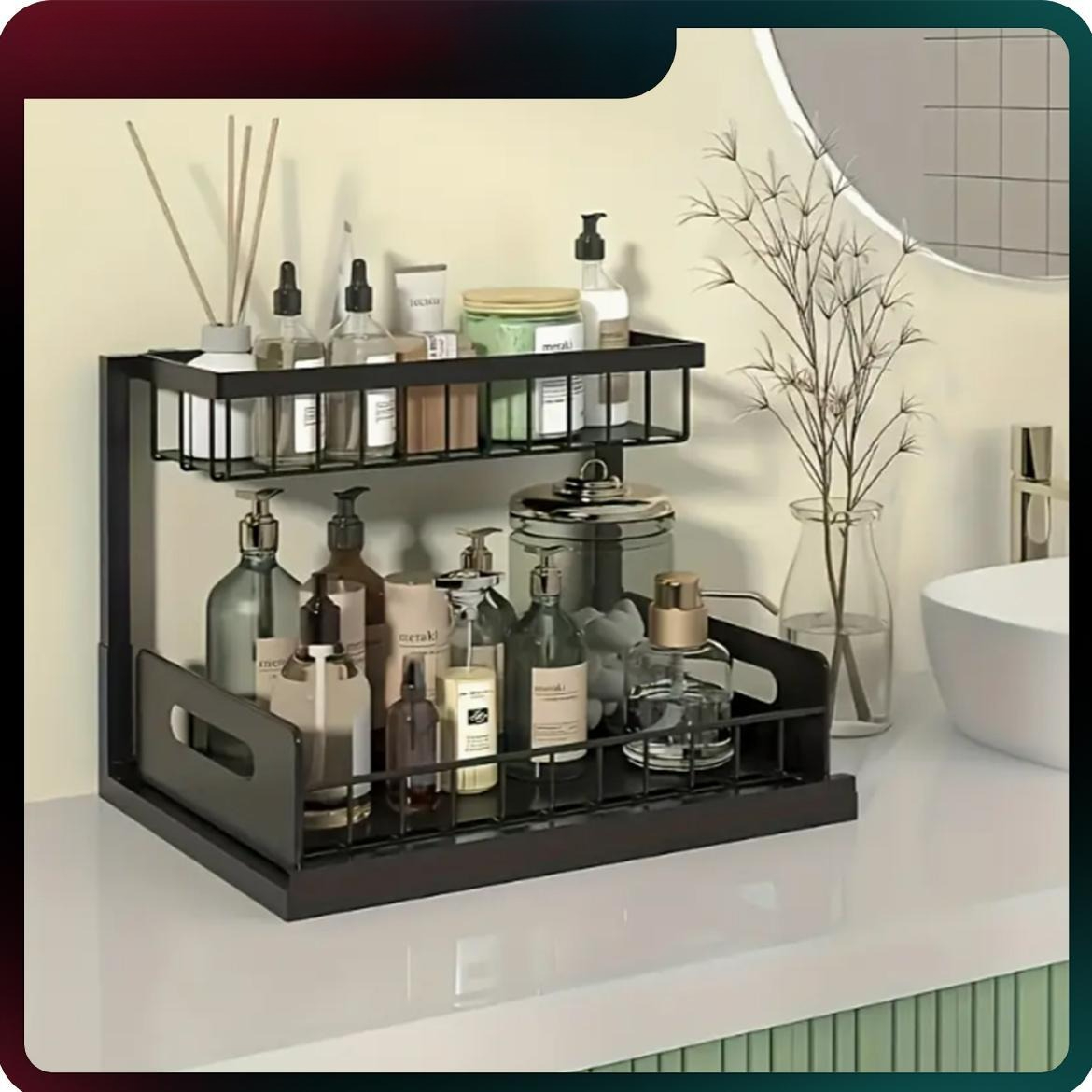 Home Bathroom Organizer - Rak Penyimpanan Bawah Wastafel Tugas Berat,