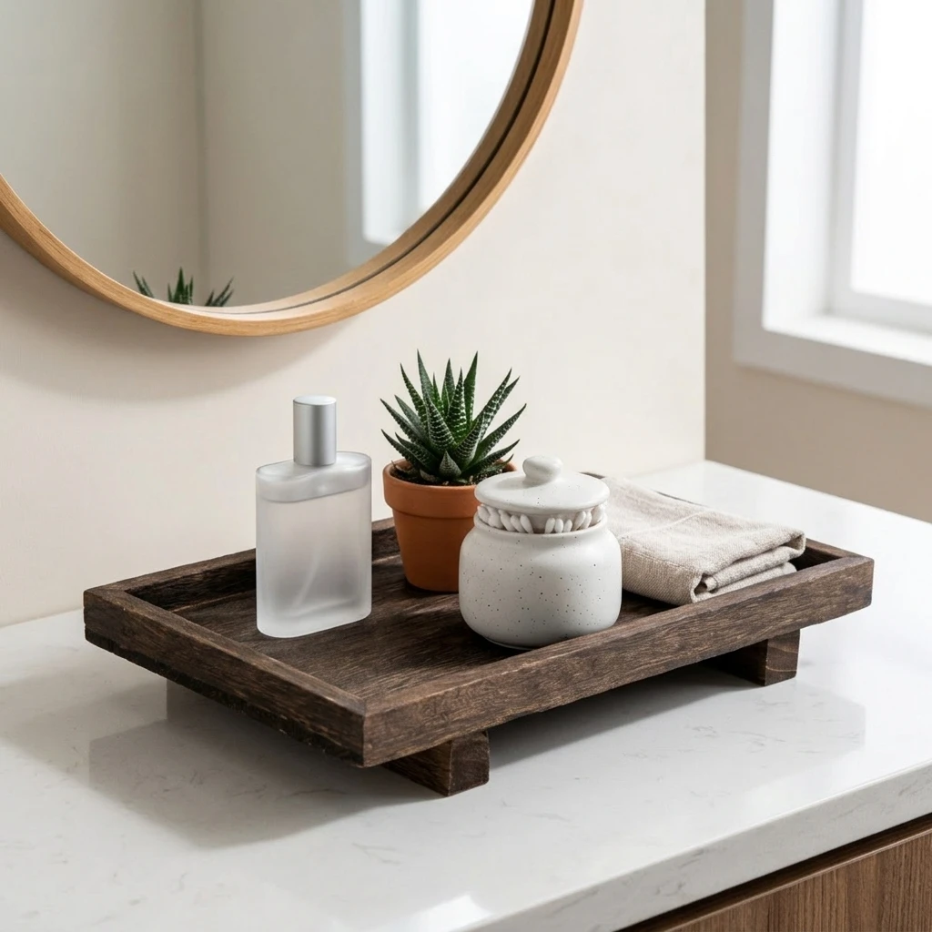 Nampan Penyimpanan Meja Kayu B - Home Edit Bathroom Storage ulasan dan harga